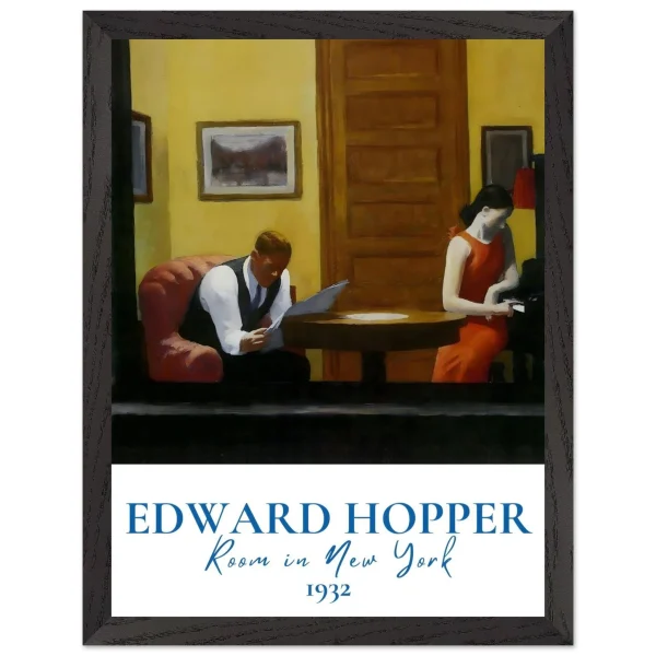 Artfulprints Poster met Lijst Edward Hopper - Room in New York - 30x40 cm - Meerkleurig - 51Dnspod | Smaakvolle damp – Verzendkosten vrij vanaf 40€