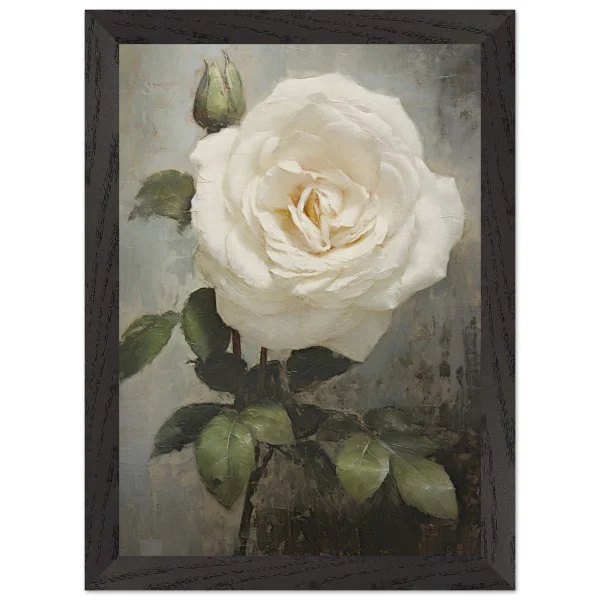 Artfulprints Poster met Lijst White rose - A4 21x29.7 cm - Wit - 51Dnspod | Smaakvolle damp – Verzendkosten vrij vanaf 40€