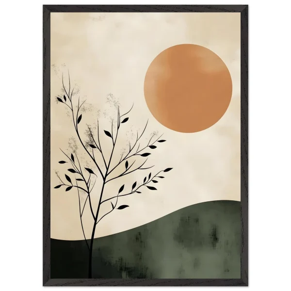 Artfulprints Poster met Lijst Boho – Sunset hill - 50x70 cm - Meerkleurig - 51Dnspod | Smaakvolle damp – Verzendkosten vrij vanaf 40€