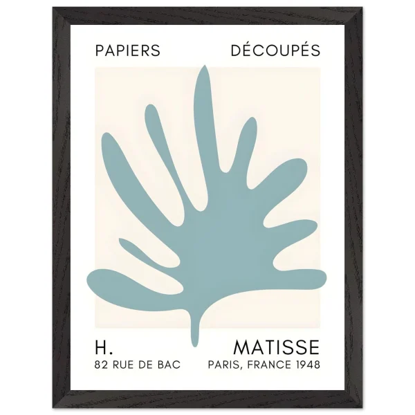 Artfulprints Poster met Lijst Matisse – Coral drift turquoise - 30x40 cm - Turquoise - 51Dnspod | Smaakvolle damp – Verzendkosten vrij vanaf 40€
