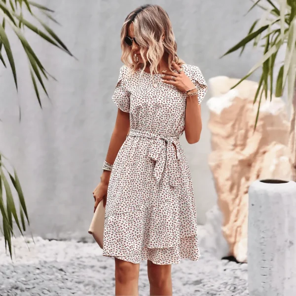 Bloemenjurk Dames - Luchtig en Speels - Met Riem - Perfect voor Zomerse Dagen - 51Dnspod | Smaakvolle damp – Verzendkosten vrij vanaf 40€
