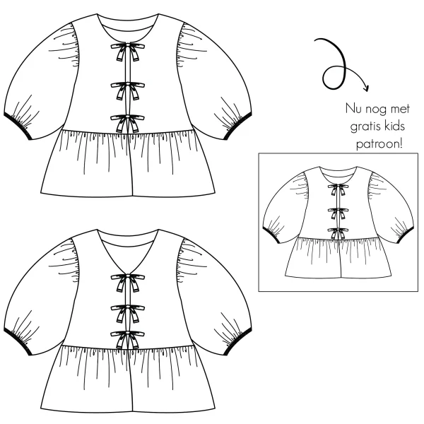 Bel’Etoile - Evie blouse (dames en kids) papieren patroon - 51Dnspod | Smaakvolle damp – Verzendkosten vrij vanaf 40€