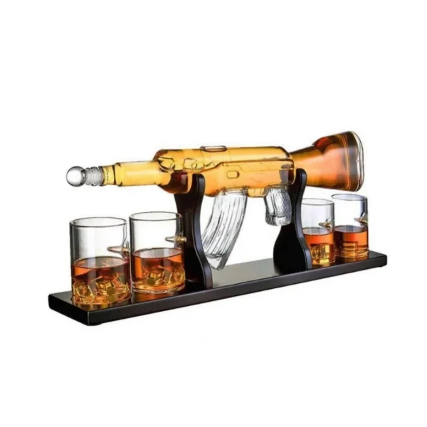 AK47 Whisky Karaf Set – 800 ml Karaf met 4 glazen en Asbak - 51Dnspod | Smaakvolle damp – Verzendkosten vrij vanaf 40€