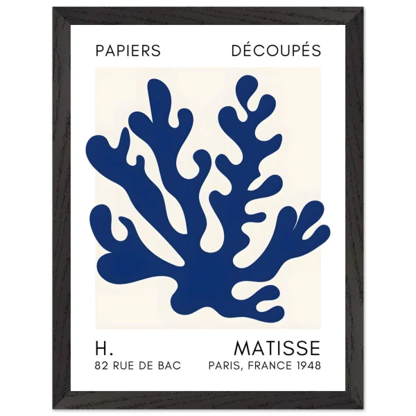 Artfulprints Poster met Lijst Matisse – Saltflower shapes navy blue II - 30x40 cm - Blauw - 51Dnspod | Smaakvolle damp – Verzendkosten vrij vanaf 40€