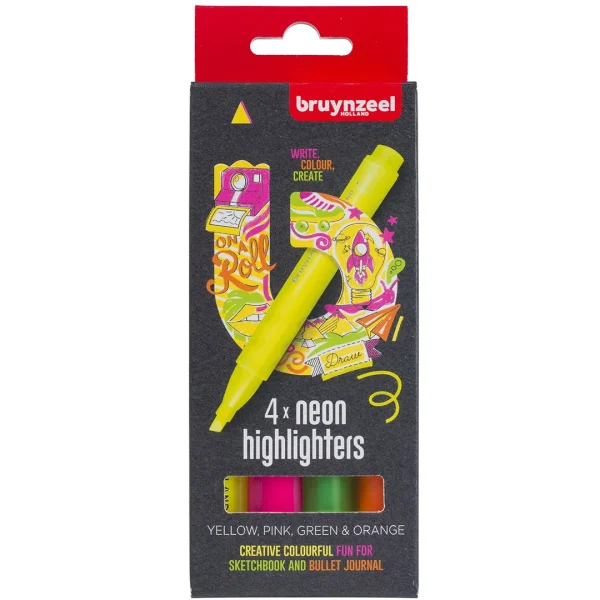 bruynzeel highlighters - neon - 4st - 51Dnspod | Smaakvolle damp – Verzendkosten vrij vanaf 40€