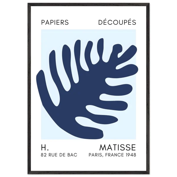 Artfulprints Poster met Lijst Matisse – Coral bloom navy blue I - 70x100 cm - Blauw - 51Dnspod | Smaakvolle damp – Verzendkosten vrij vanaf 40€