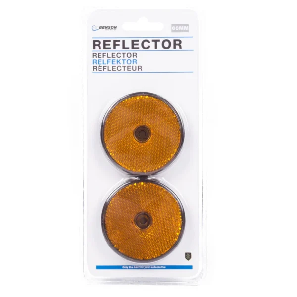 Benson Ronde Reflector Oranje 60mm – Set van 2 | Aanhanger & Fiets - 51Dnspod | Smaakvolle damp – Verzendkosten vrij vanaf 40€