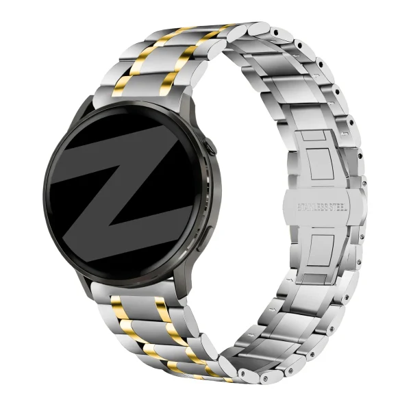 Bandz Garmin Forerunner 70 stalen schakel band 'Deluxe' (zilver/goud) - 51Dnspod | Smaakvolle damp – Verzendkosten vrij vanaf 40€