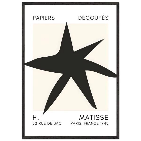 Artfulprints Poster met Lijst Matisse – Star of the sea black - 70x100 cm - Zwart - 51Dnspod | Smaakvolle damp – Verzendkosten vrij vanaf 40€
