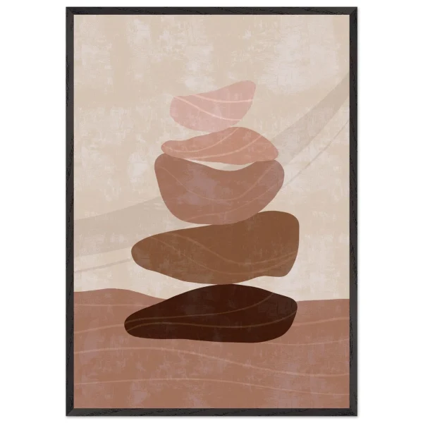Artfulprints Poster met Lijst Boho – Stone balance - 70x100 cm - Grijs - 51Dnspod | Smaakvolle damp – Verzendkosten vrij vanaf 40€