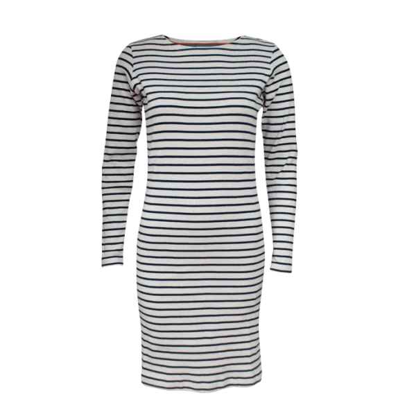 Breton Lady21 jurk boothals lange mouw Natural - Navy - 51Dnspod | Smaakvolle damp – Verzendkosten vrij vanaf 40€