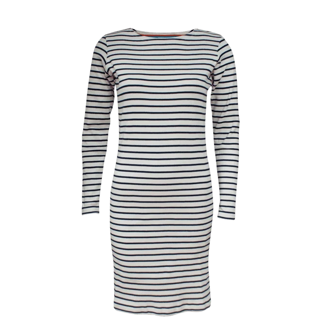 Breton Lady21 jurk boothals lange mouw Natural - Navy - 51Dnspod | Smaakvolle damp – Verzendkosten vrij vanaf 40€ Breton Lady21 jurk boothals lange mouw Natural - Navy - 51Dnspod | Smaakvolle damp – Verzendkosten vrij vanaf 40€