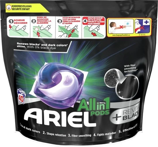 Ariel All in 1 Wasmiddel Pods + Revitablack Zwart - 40 Wasbeurten - 51Dnspod | Smaakvolle damp – Verzendkosten vrij vanaf 40€ Ariel All in 1 Wasmiddel Pods + Revitablack Zwart - 40 Wasbeurten - 51Dnspod | Smaakvolle damp – Verzendkosten vrij vanaf 40€