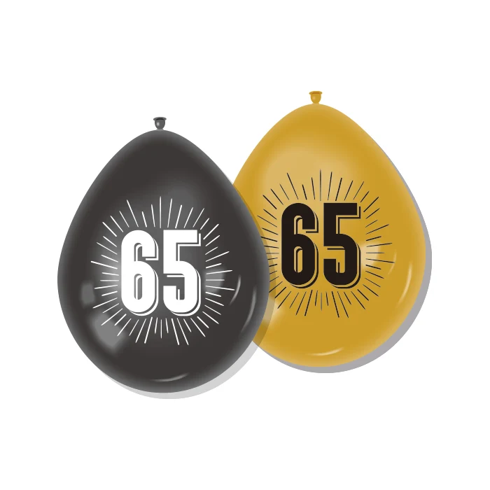 Ballonnen 65 zwart/goud 30 cm - 8 stuks - 51Dnspod | Smaakvolle damp – Verzendkosten vrij vanaf 40€ Ballonnen 65 zwart/goud 30 cm - 8 stuks - 51Dnspod | Smaakvolle damp – Verzendkosten vrij vanaf 40€