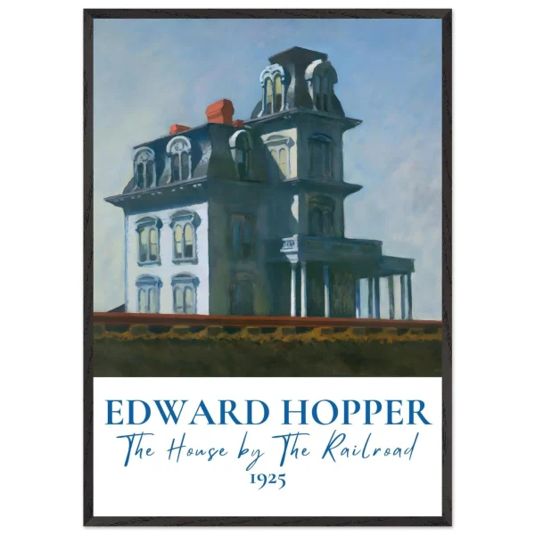 Artfulprints Poster met Lijst Edward Hopper - The house by the railroad - 70x100 cm - Blauw - 51Dnspod | Smaakvolle damp – Verzendkosten vrij vanaf 40€