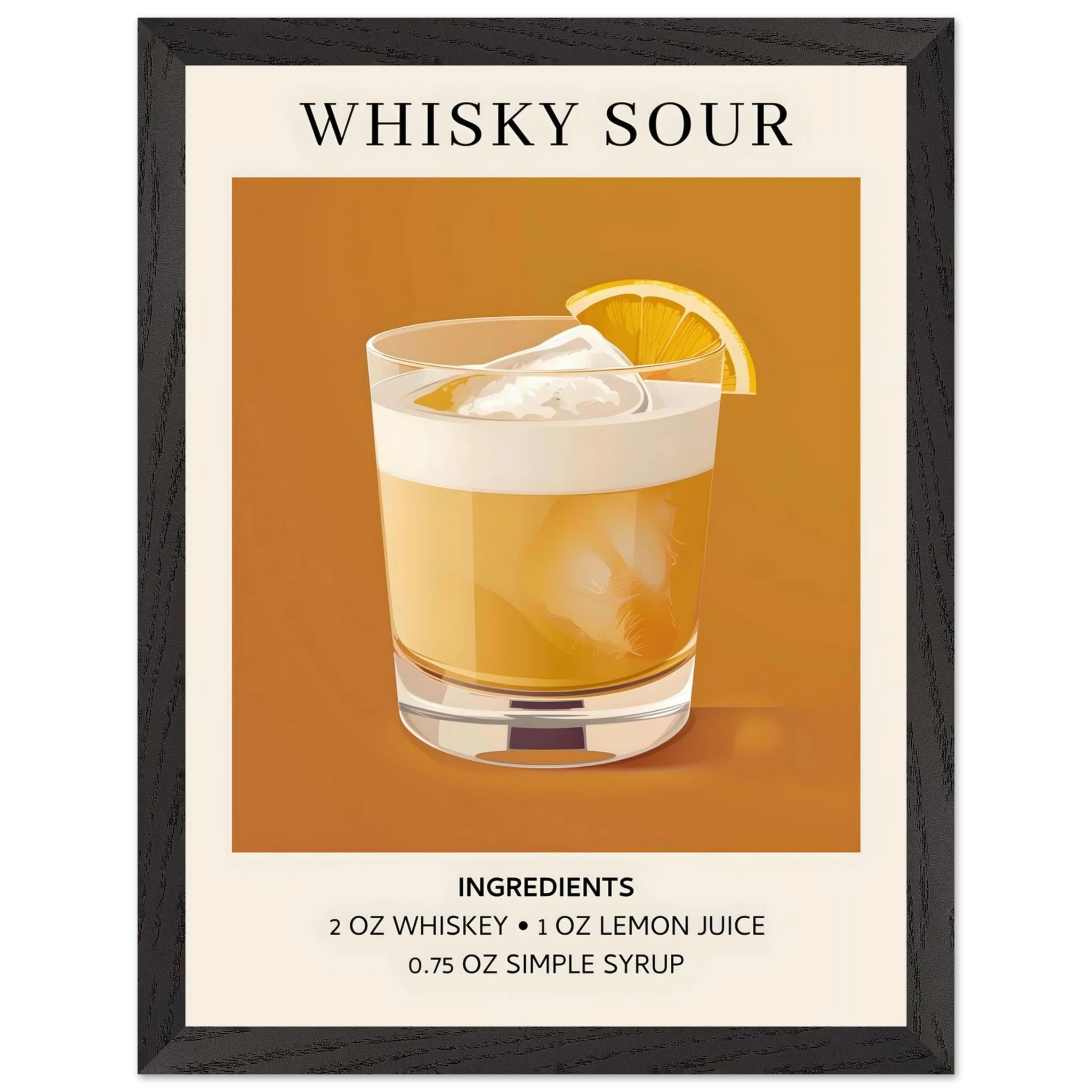 Artfulprints Poster met Lijst Whisky Sour cocktail - Ingrediënten - 30x40 cm - Oranje - 51Dnspod | Smaakvolle damp – Verzendkosten vrij vanaf 40€ Artfulprints Poster met Lijst Whisky Sour cocktail - Ingrediënten - 30x40 cm - Oranje - 51Dnspod | Smaakvolle damp – Verzendkosten vrij vanaf 40€